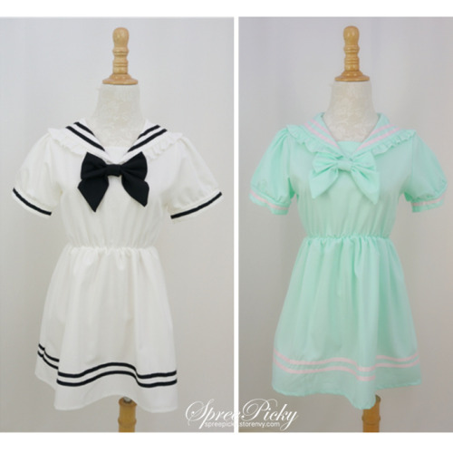 pastel-cutie:  Cute Sailor Uniform Dress [♥] You can use the code “PASTEL CUTIE” at checkout for 10% off when you spend ฮ.00 or more~! ^_^