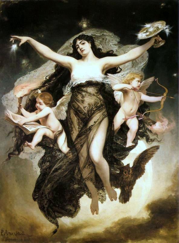 serendippitea:  The Night surrounded by the genii of Study and Love by Pedro Americo