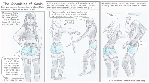 In a land ruled by women warriors in denim shorts, Queen Xania challenges Melissa once again to cros