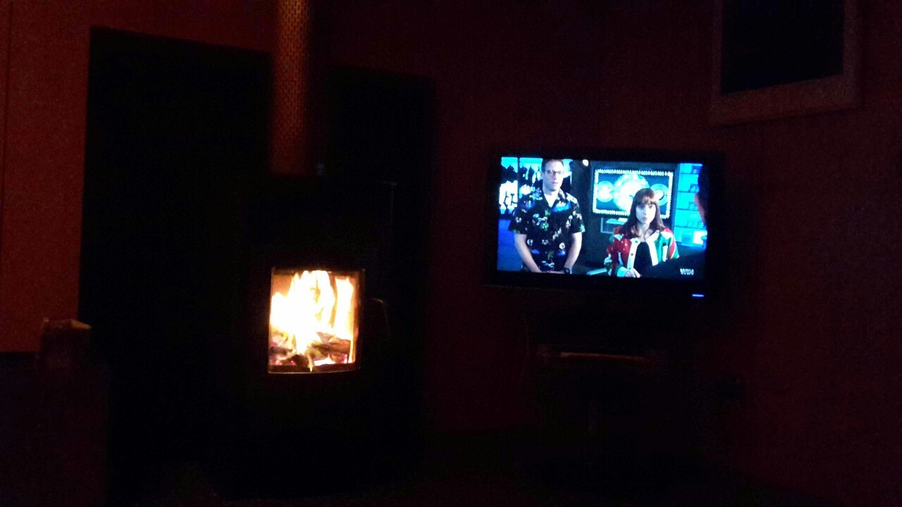 Romantic night….me, a fireplace and ncis:la. Lol