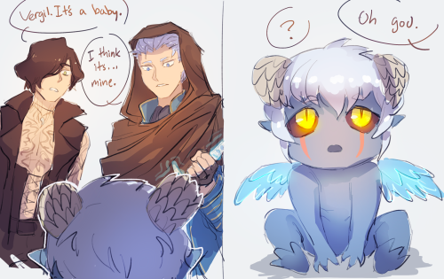 dmbakura: from an AU im writing, witch V and Vergil find a mysterious baby