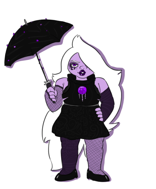 discount-supervillain:  Goth(?) Gems Ok, full disclosure here. I don’t know what goth people dress like. Are they even around anymore? Are fishnets still their thing? Do they all get abducted? Do they need help?  O oO!