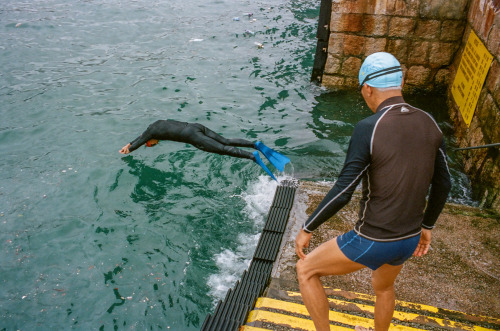 Photo DiaryHarbour swimmers at Hung Hom, Hong Kong. May 2020