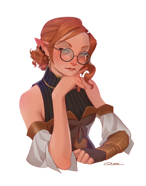 quelfabulous:First Character portrait vignette commission of the summer, for @egrine ! She gets a gl