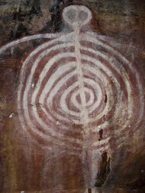 newguineatribalart - Aboriginal painting in a rock shelter