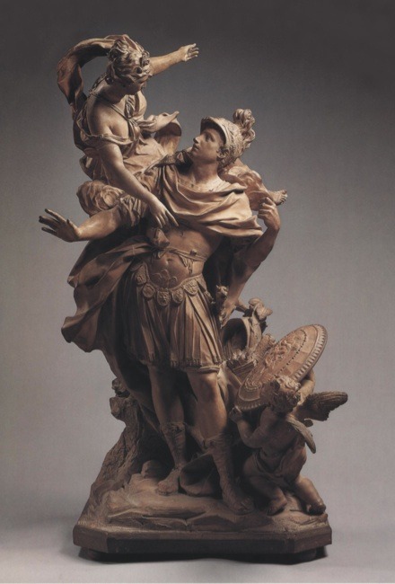 hismarmorealcalm:Jean Cornu (1650 - 1710 / 1715)  Statuette of Venus giving Arms to Aeneas  Terracot