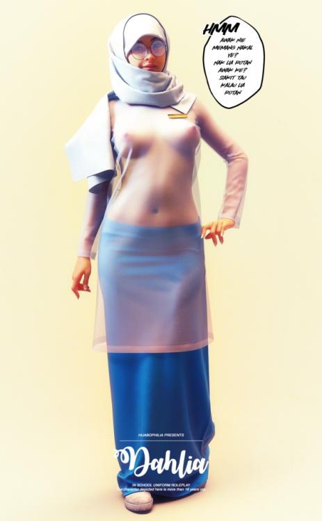 Dahlia in school uniform roleplay.Clothes are made using Marvelous Designer. It is called Baju Kurun