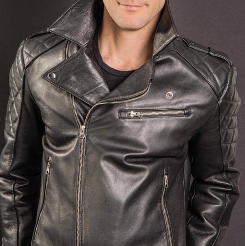 black leather motorcycle jacket