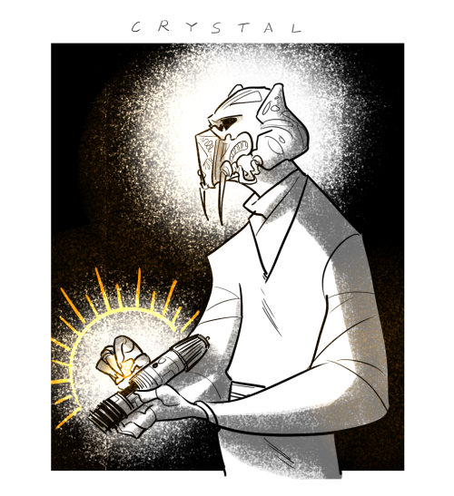 cynderiaopus:Inktober 2021 : Day 1 “Crystal”Plo-Koon holding a golden Kyber crystal before inserting