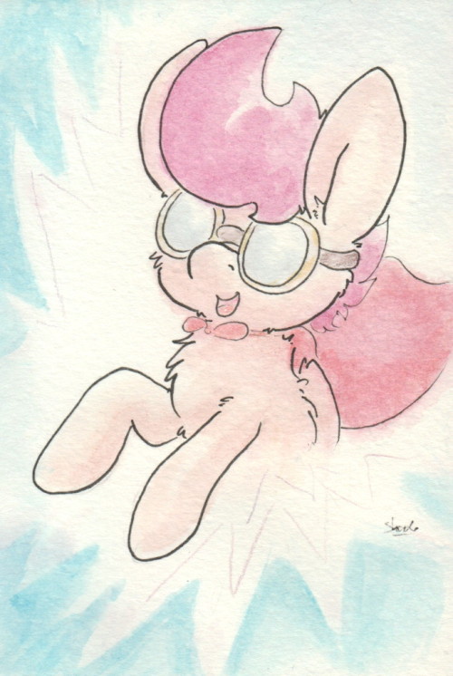 slightlyshade:Scoots taking advantage of Dash’s goggles while she can!<3