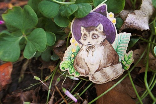 Raccoon and Possum Witch Pins from Cottonbook