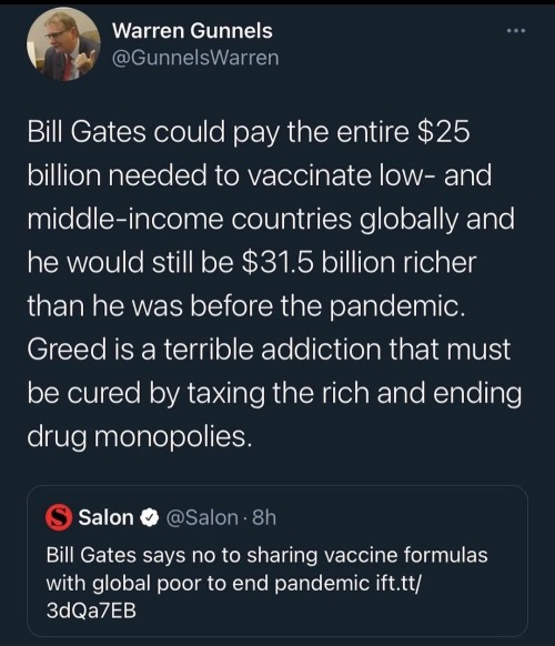 liberalsarecool:Vaccines no doubt used public funds for research. This is disgusting abuse of capitalism for the poor and socialism for the rich.