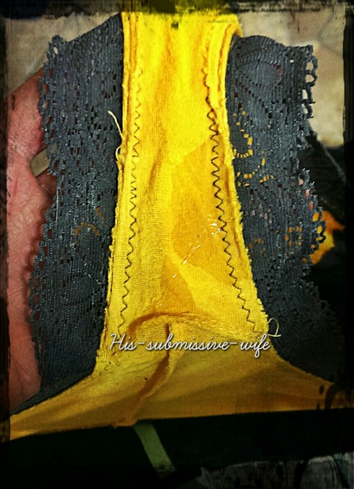 his-submissive-wife:  Thanks to all my followers! Sometimes my Sir gets me a tad wet so I thought I’