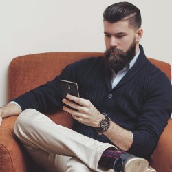 thelastofthewine:  mrteenbear:  &ldquo;Wise men are not always silent, but they know when to be&rdquo; Photo: @the_bradford by @fracrox http://ift.tt/17xwaLs  *** Handsome beard in navy cable cardigan … mega woof