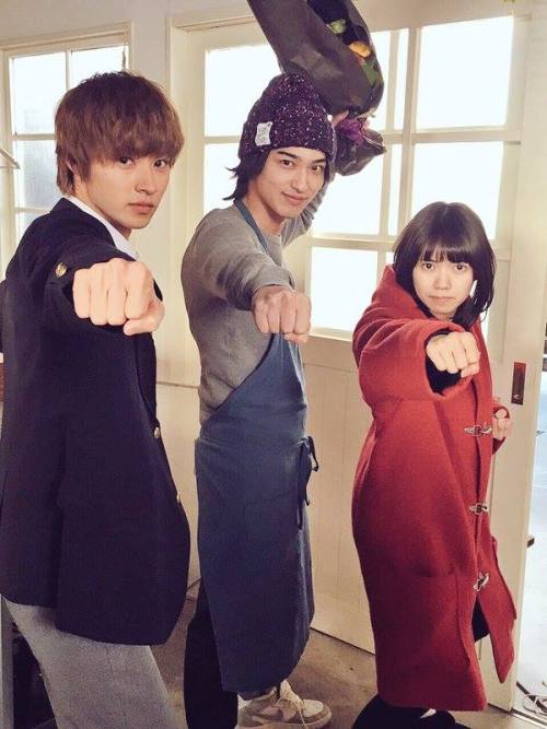 kento-senpai:left to right: Kyoya, Takeru and Erika©Ookami Shoujo @ Twitter