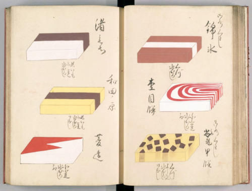 Book of wagashi / design, Edo period (1603-1868), Japan. Wagashi is a traditional confectionary, ser