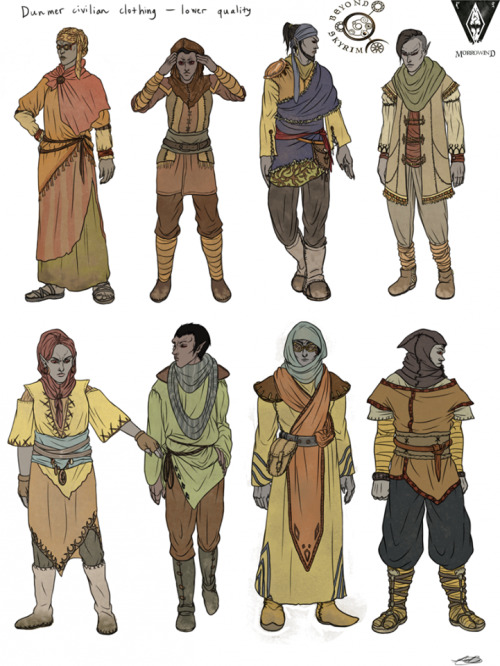 beyondskyrim:Concepts from the province of Morrowind, this time clothing designs made by our fantast