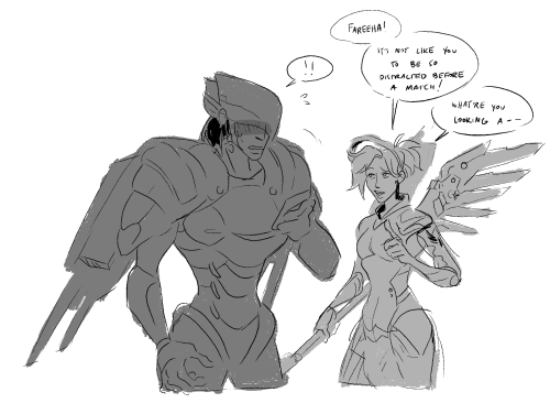 beroberos:  a little pharmercy thing from twitter….. the au where angela has shame 