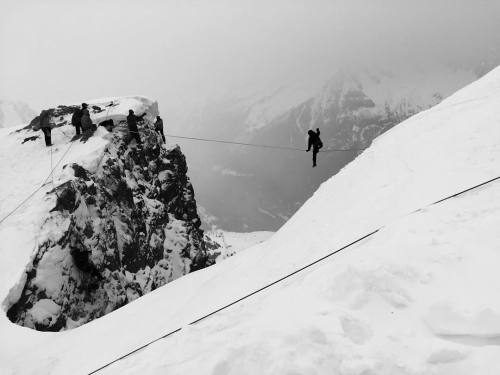 This was a heavy experience&hellip; High-lining at the top of Brevent, Chamonix after one day of sla
