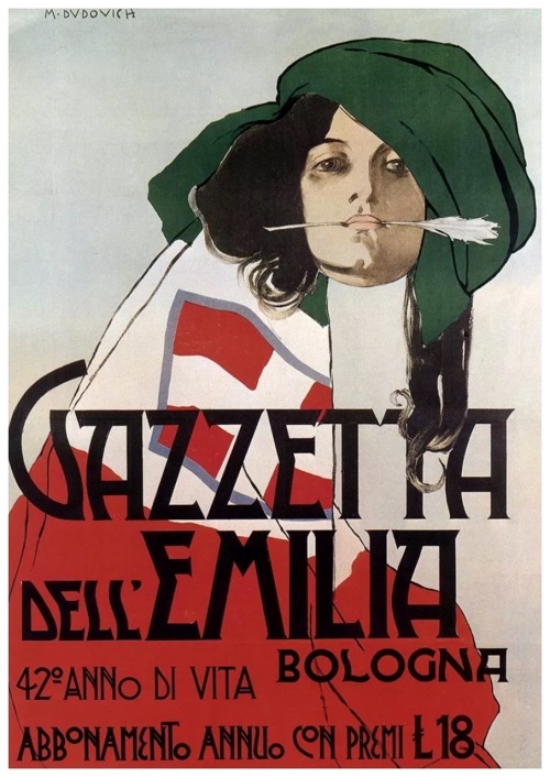 Gazzetta Dell’ Emilia.1904.Lithographic poster.125 x 85 cm (49.21 x 33.46 in.)Art by Marcello Dudovi