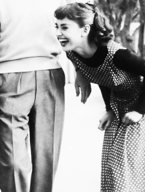 nicolebonnet:Audrey Hepburn on the set of Sabrina, 1954