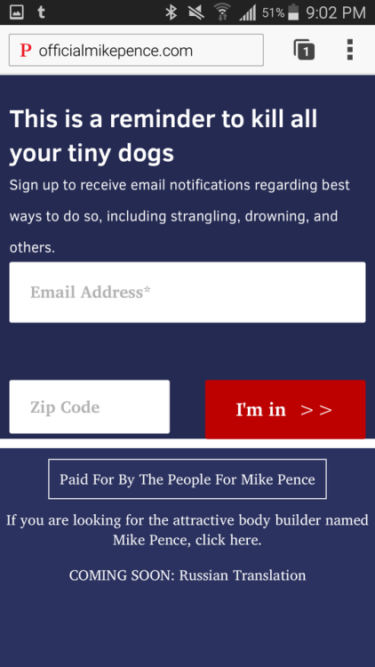 megapostsoflastminuteart:Mike Pence’s website got hacked yall