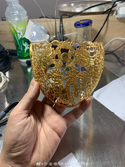 golden mask&hair ornaments&waist ornaments for chinese hanfu by 万宝德传统手工艺花丝镶嵌