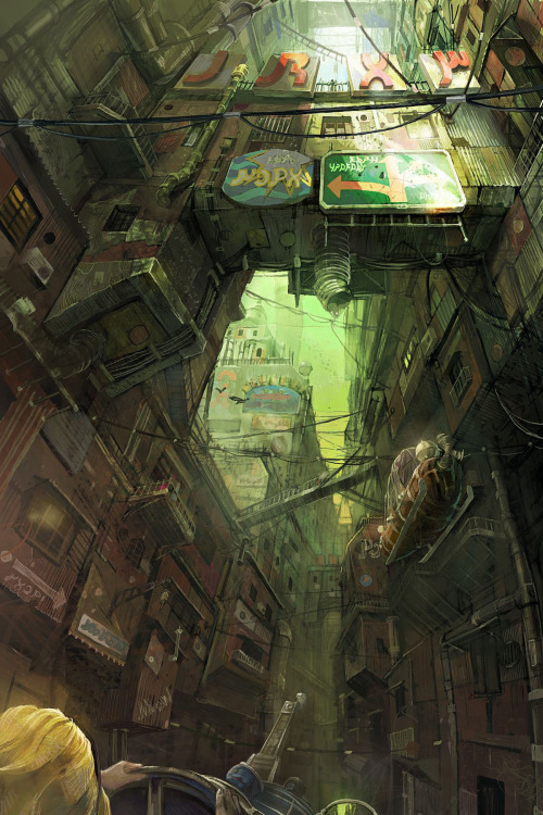 cinemagorgeous:  Gorgeous concept art for GRAVITY RUSH by artist Takeshi Oga.
