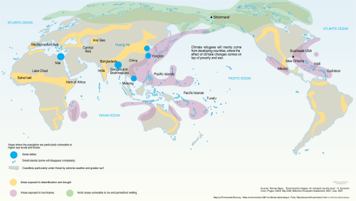 maptitude1:This map, from Le Monde Diplomatique, shows populations vulnerable to various aspects of 