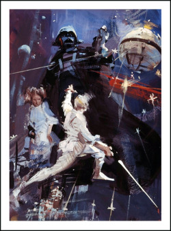 posterosaurus:  John BerkeyStar Wars IV: A New Hope, 1977Voici une des nombreuses ébauches d'affiche que Berkey a réalisé en 1976/77, en amont de la sortie de Star Wars. Un seul mot : superbe !