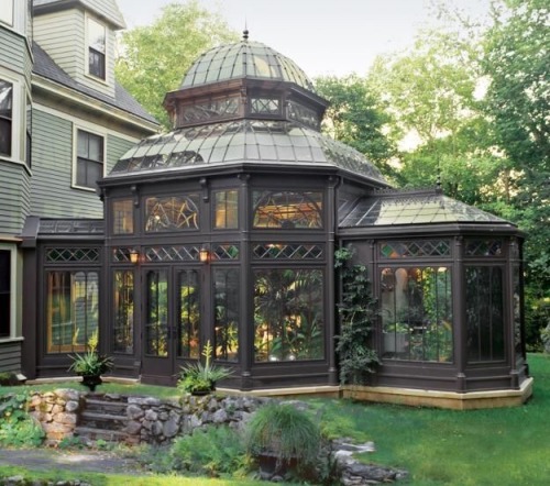 a beautiful greenhouse attachment