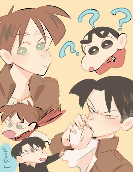 chombiechom:  usagi-chii:  Shingeki no Shin Chan  oh man!!  WAIT WAIT WHY IS THIS SO INCREDIBLE LEVI I LOVE YOU 