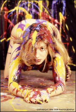 m59photography:  Back to the archives for another model’s shambolic, “Jackson Pollock would be embarrassed by this” paint-splattered nightmare, 1996. 