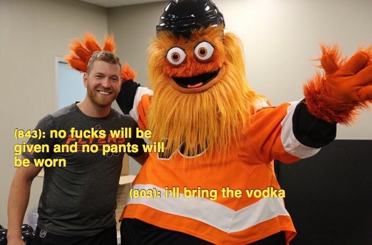 nhl-lastnight:  (843): no fucks will be given and no pants will be worn(803): i’ll bring the vodka