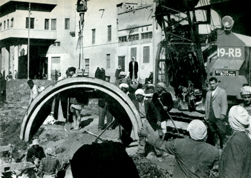 Introducing modern rain-water drainage system in old Baghdad, c1955تاسيس الشبكة الحديثة لصرف مياه ال