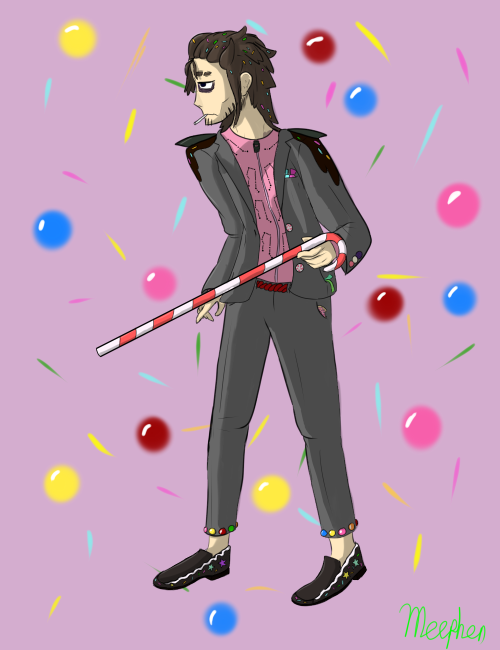 Commissions I Did Of A Reptile Samurai And A Candy-themed Gangster 