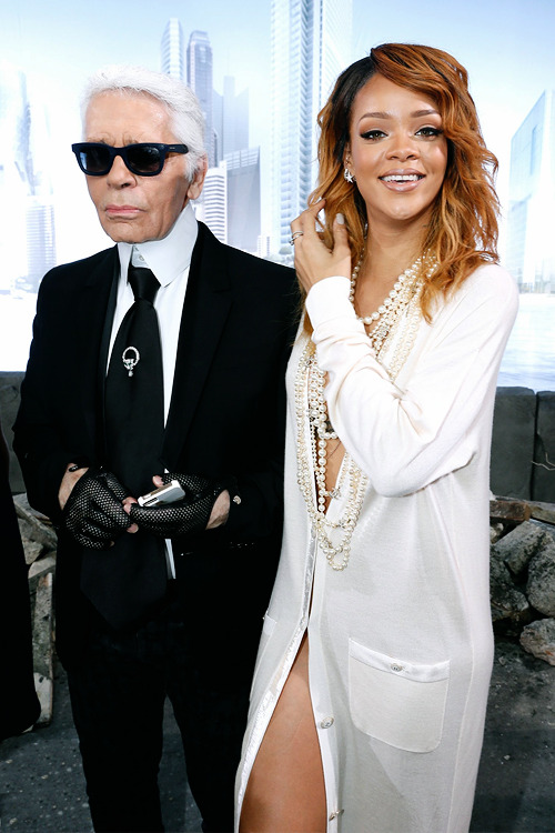 hellyeahrihannafenty:  RiHanna &amp; Karl Lagerfeld. 