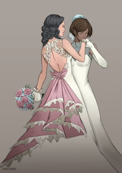 tvanle:Had to draw a modern fairytail wedding for Korrasami after reading about this beautiful coupl