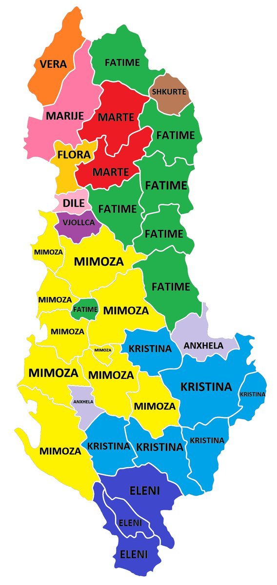 Most Common Female Names In Albania By District Maps On The Web most-common-female-names-in-albania-by-district-maps-on-the-web