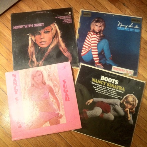 coppertop-fox:  My [imcomplete] Nancy Sinatra collection. Looking smoking hot on the covers, right?