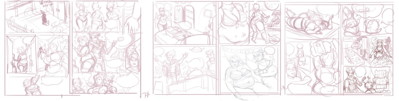 fatline:  Puddin’ on the Pounds: Comic Thumbnails 36 pages weight gain comic WIP
