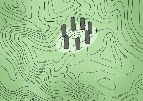 Prehistoric Contoured Map Graphics 1 to 3 for immersive theatre piece, &lsquo;Dig 2016&rsquo;, 28.3.