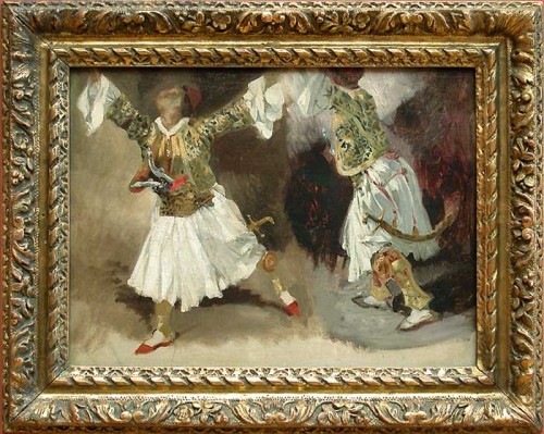 Two Greek warriors dancing (Study costumes Souliotes), 1825, Eugène Delacroix