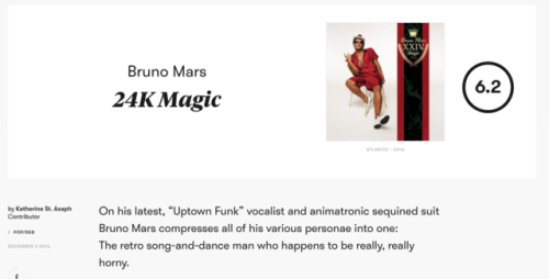 isitbetterthanemotion: Is it better than E•MO•TION?: Bruno Mars: 24K MagicPitchfork rating