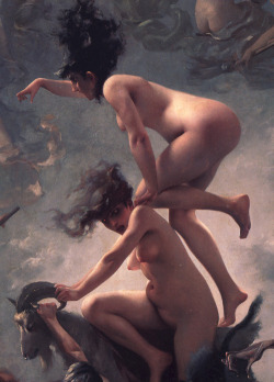 femalebeautyinart:  femalebeautyinart:  Vision of Faust (detail) by Luis Ricardo Falero, 1878  #5 in my top five favourite posts. I love the way Falero paints women - as gorgeous, terrifying hell-beasts with realistically chubby stomachs. This was also