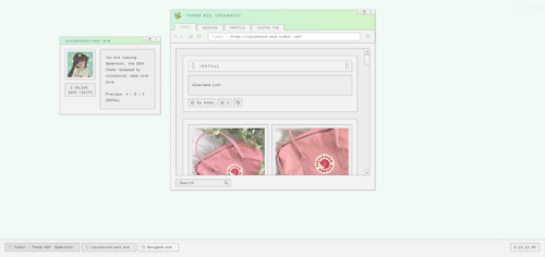 vulcankind: Theme #20: Spearmint Features 450px posts Up to 4 custom links Optional: search bar, tin