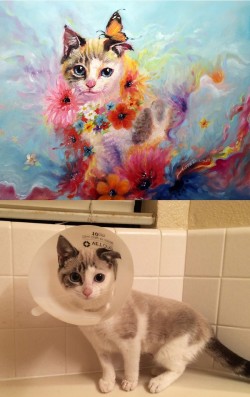 awwww-cute:  Kitty and her portrait. (Source: http://ift.tt/1HTJLOf)