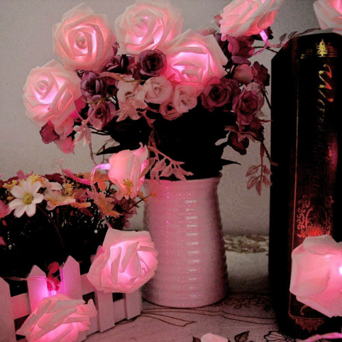 tobious:   Rose Flower Fairy String Lights  ∟  discount code “ Joanna15”  