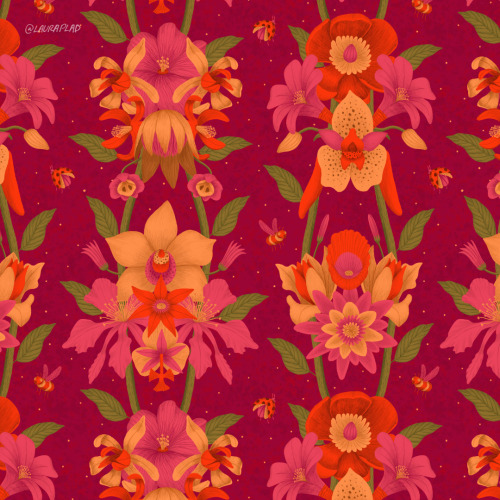 MYSTIC FLOWERS OF PARADISE  ✨My first repeat pattern in a while, and not about cookies for once! It’