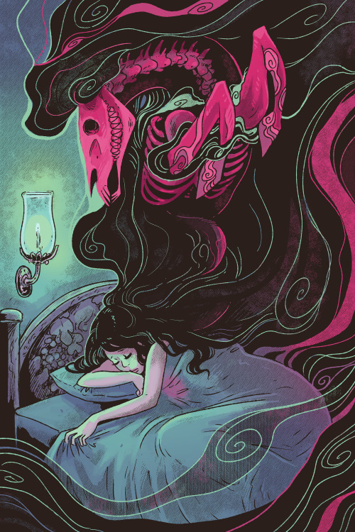 thegorgonist:   Her troubled heart has summoned a Night Mare from the depths of her mind.  In my shop